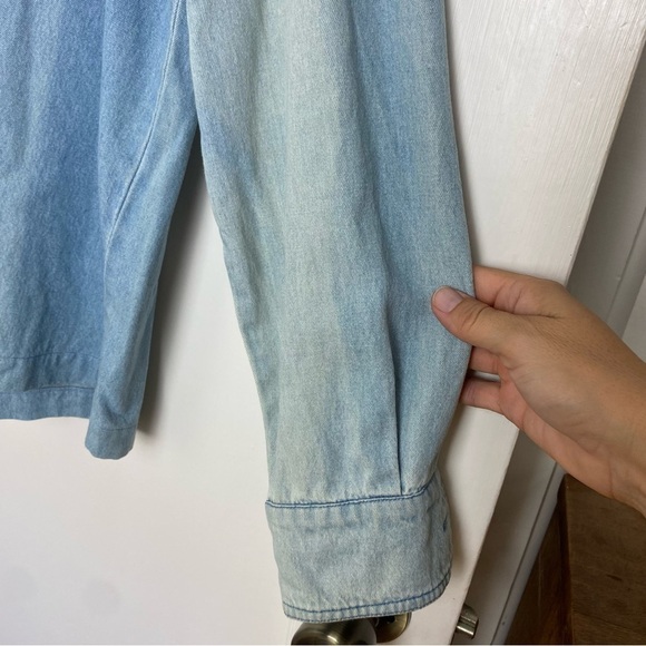 Vintage Southwest Embroidered Feather Chambray Denim Button Front Shirt Medium - Picture 6 of 9